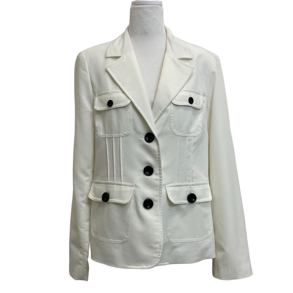 Ellen Tracy Company Vintage White Three Button Lined Blazer Jacket